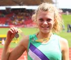 Beth Dobbins with her siver medal from Senior Girls 200 metres.